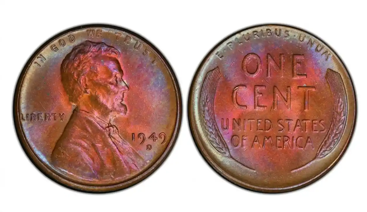image of a 1949 wheat penny isolated